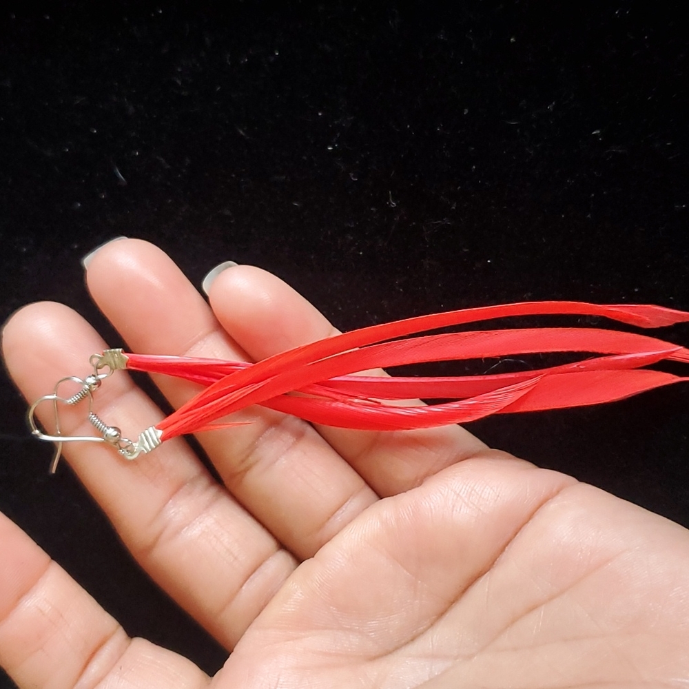 Dyed Orange Feather Earrings 🪶